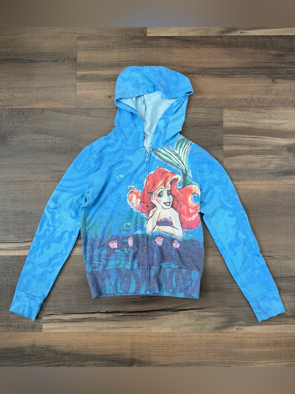 Disney Parks Girls' The Little Mermaid Ariel Under the Sea Blue Zip Hoodie Sz. L
